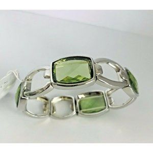 Anne Klein Green Faceted Glass Stone Bracelet